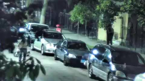 Footage of Latin Kings gang displaying gang signs to passing vehicles and shooting, Chicago