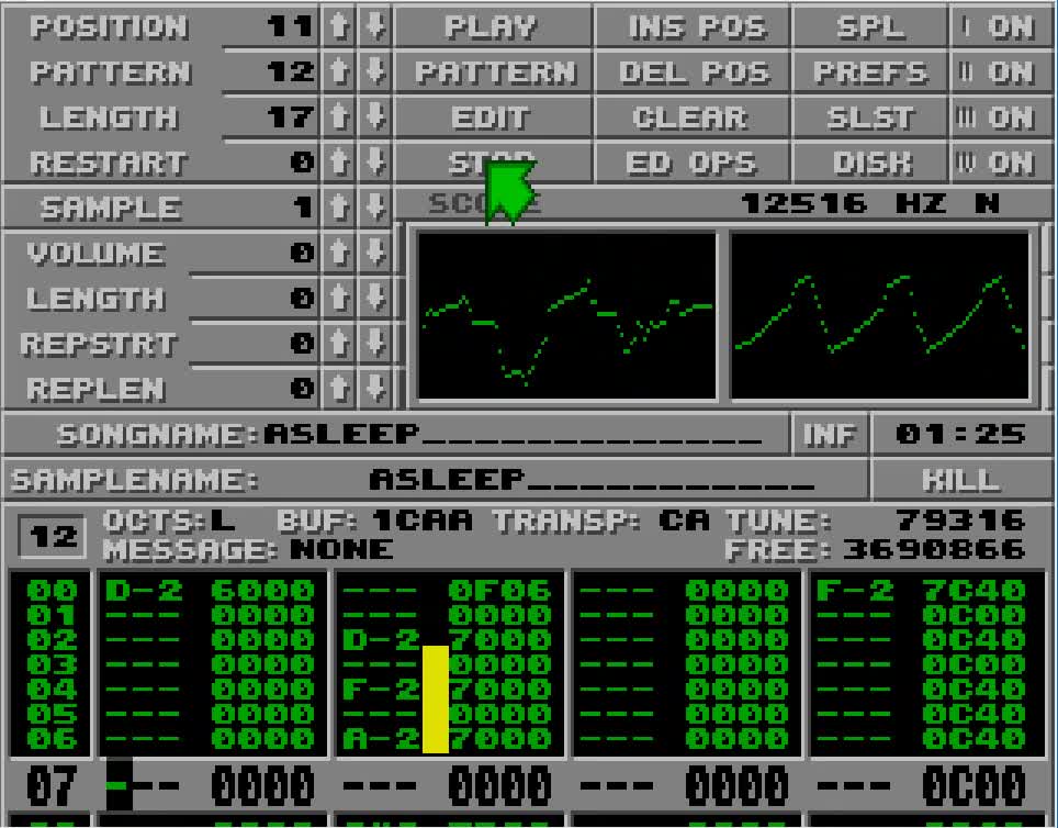 Amiga and Atari ST Protracker Music Mods - Asleep