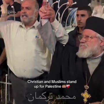 Hand in hand, Muslims and Christians united for Palestine.