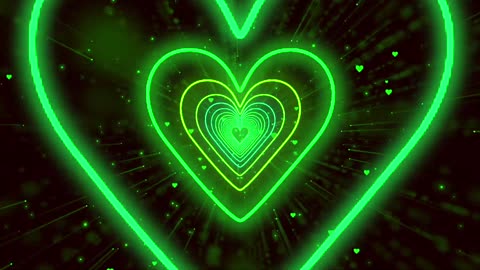 281. Heart Tunnel Background💚Green Neon Heart