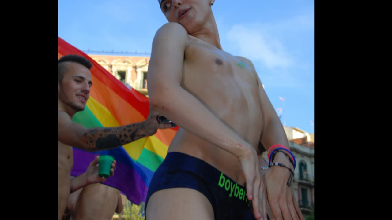 Barcelona Spain Gay LGBTQIA+ Pride Boyberry float 27th June 2015