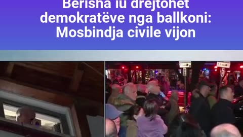 Në arrest shtëpie, Berisha iu drejtohet demokratëve nga ballkoni: Mosbindja civile vijon