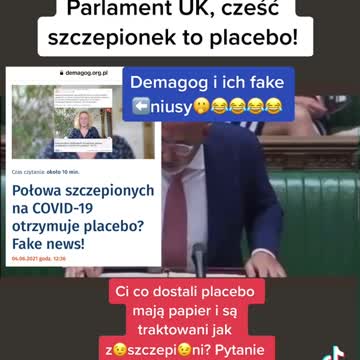 parlament UK, część szczepionek to placebo