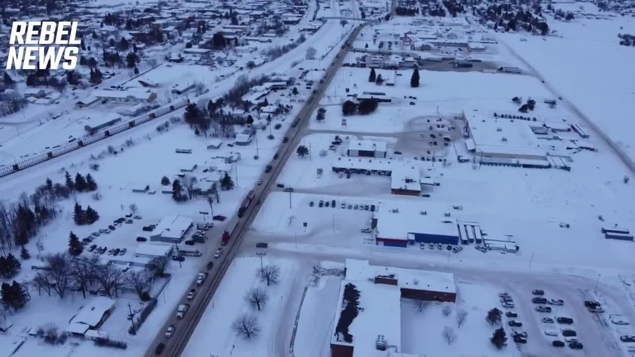 Drone footage rolling thru Dryden Ontario