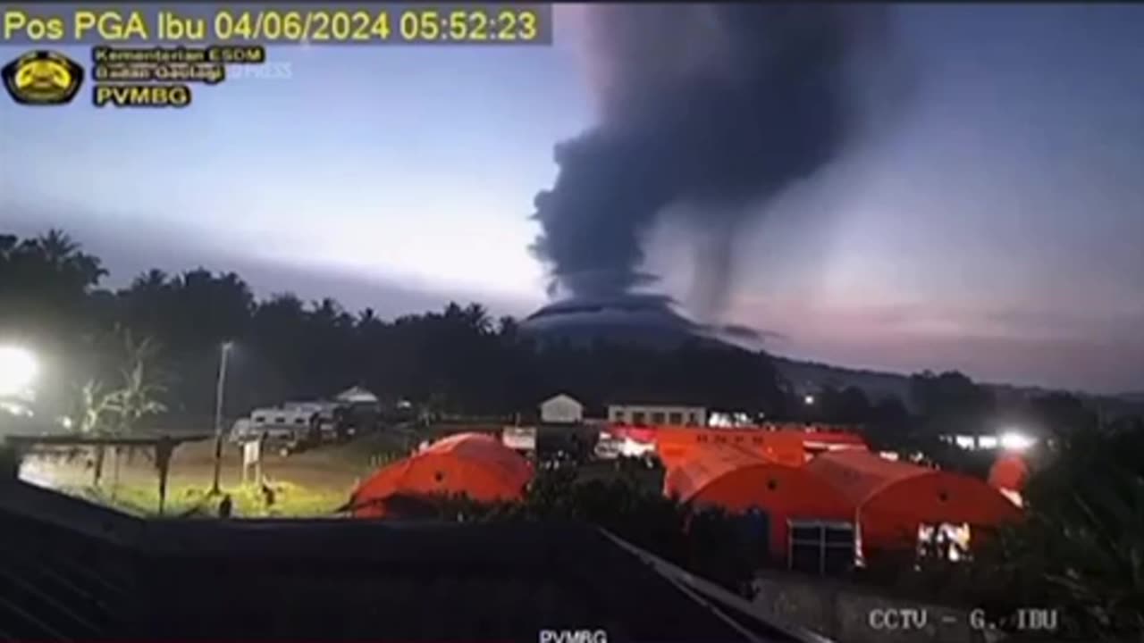 Indonesia’s Mount Ibu erupts again, spewing thick black ash into the air