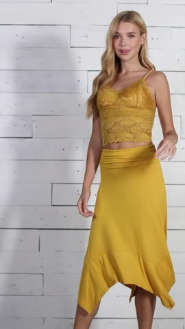 Women's Flowy Handkerchief Hemline Midi Skirt