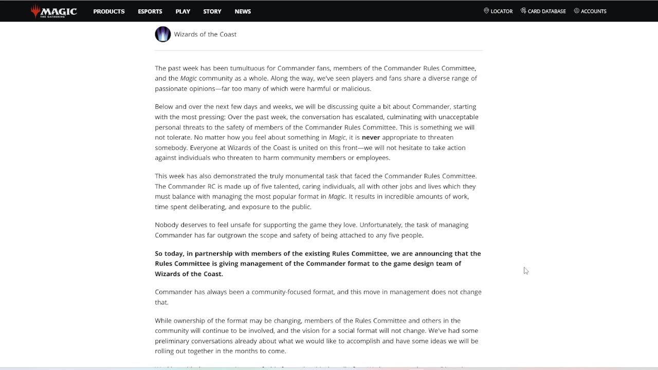 WOTC now controls the rules committee for commander is it over due? can they fix it?