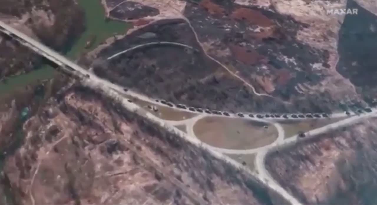 Satellite imagery company Maxar publishes footage of a 64 kilometer-long Russian military convoy