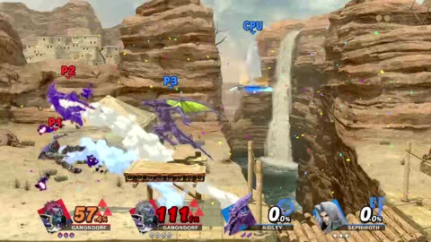 Ganondorf and Ganondorf vs Ridley and Sephiroth on Gerudo Valley (Super Smash Bros Ultimate)