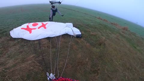 UNCUT - 50 meters BASE jump from steampunk wind turbine