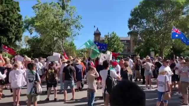 Perth West Australia freedom rally against vaccine segregation and mandatory