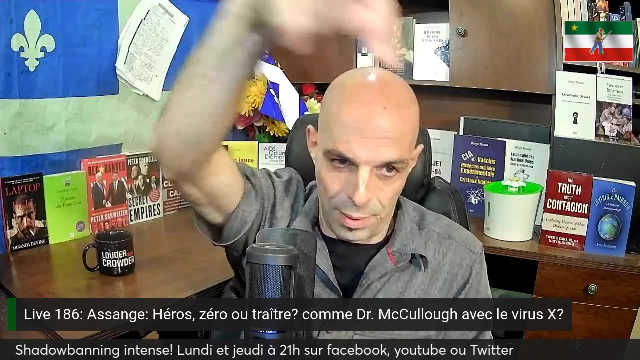 Live 186: Assange: Héros, zéro ou traître? comme Dr. McCullough avec le virus X?