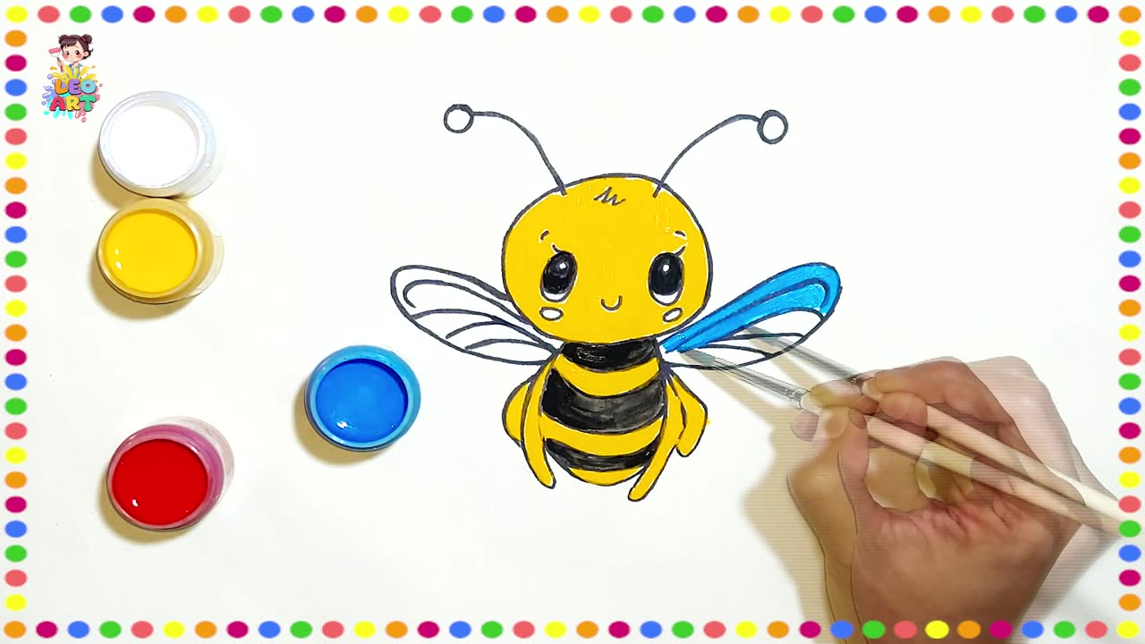 Bee Painting for Kids 🐝 Ages 6-8 | Easy Step-by-Step Tutorial