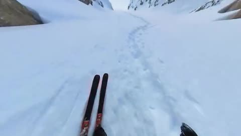 Professional Skis Steep And Narrow Path