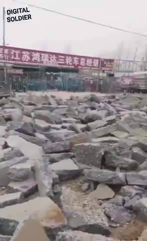 Chinese government destroyed the road to a village, to force farmers to buy property in a ghost city