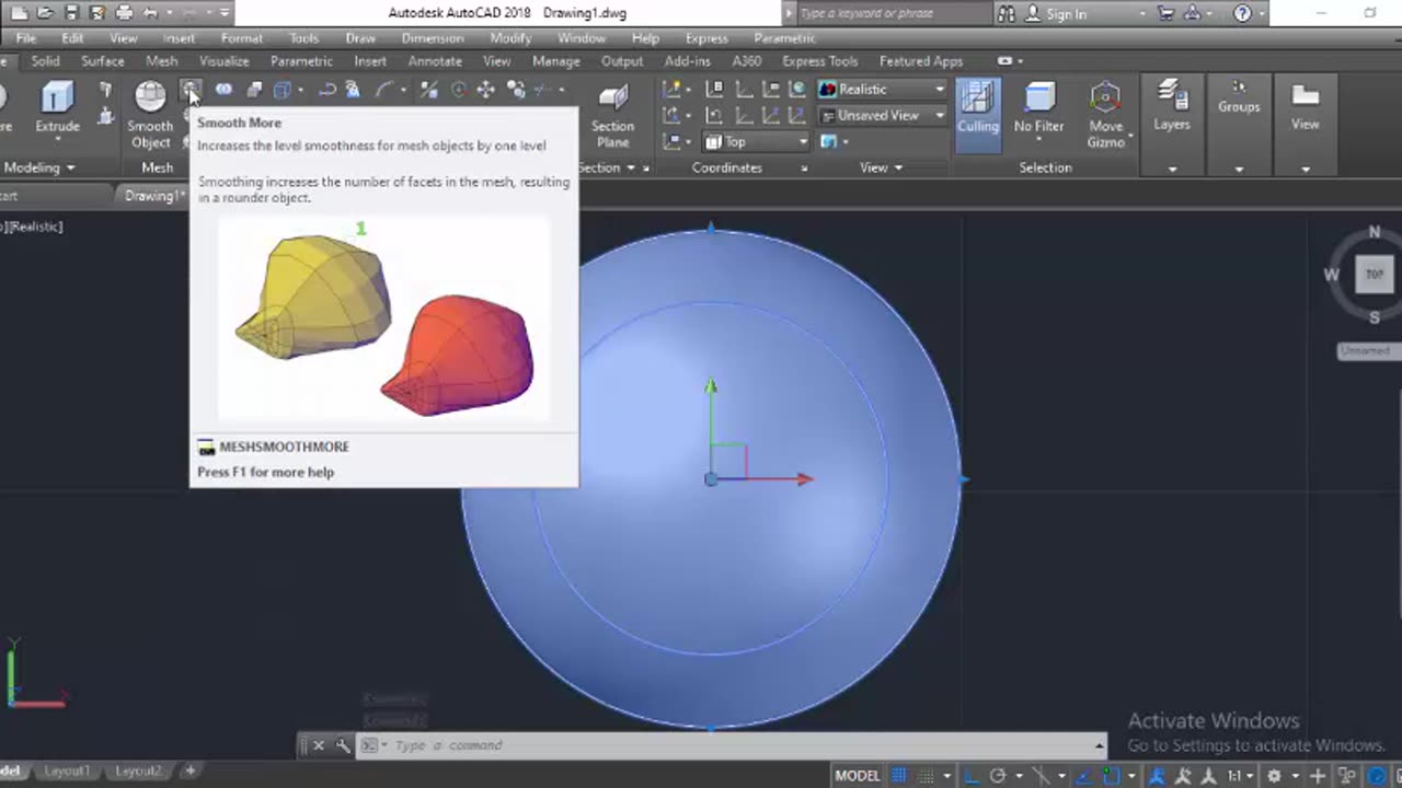 Sphere Mesh Smooth More Drawing on AutoCAD by Masroor Khan For Beginners