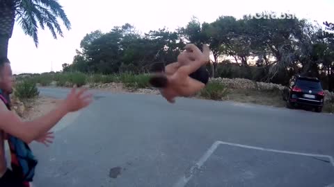 Guy doing backflip face plants