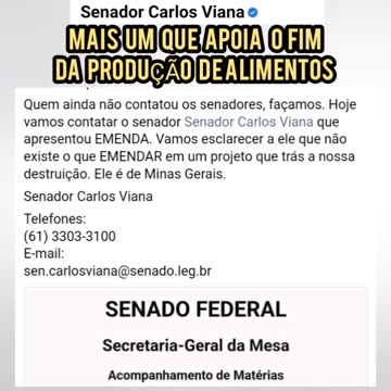 SENADOR CARLOS VIANA DE MINAS COBREM DELE QUE TÁ APOIANDO A FOME DO MERCADO DE CARBONO