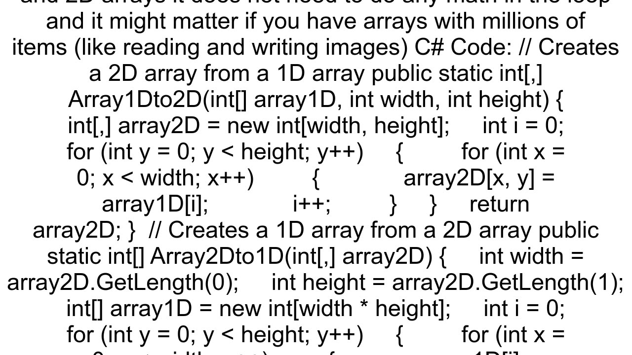 1D array to 2D array mapping