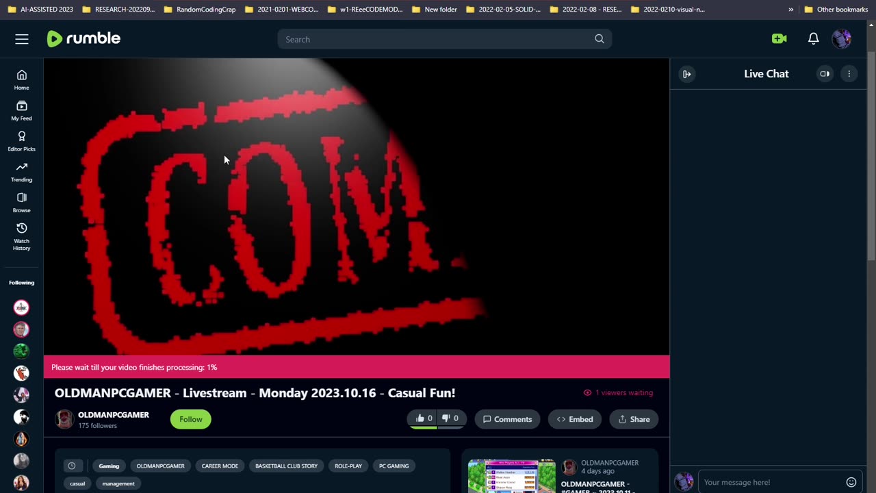 OLDMANPCGAMER - Livestream - Monday 2023.10.16 - Casual Fun!