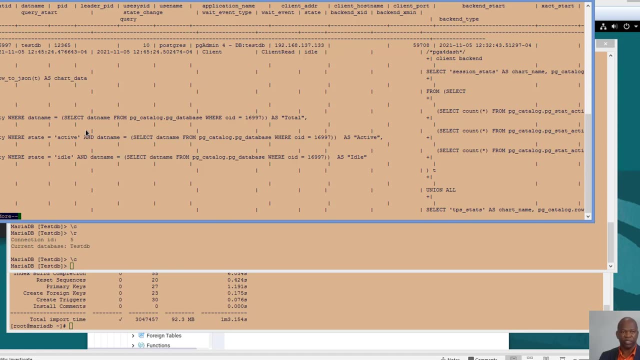 Migrate MariaDB database to PostgreSQL database using Pgloader.