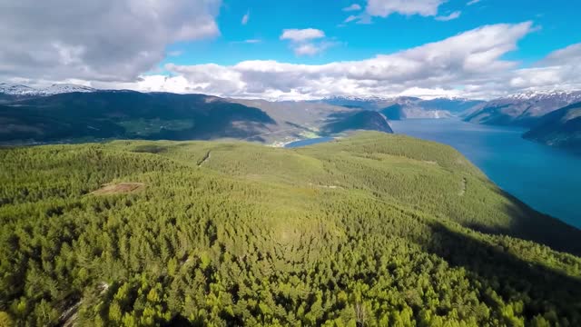 beautiful nature norway flying over the sognefjorden