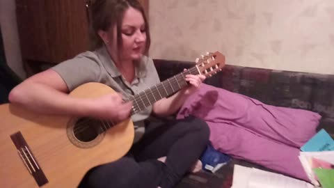 Beautiful Russian song with a guitar