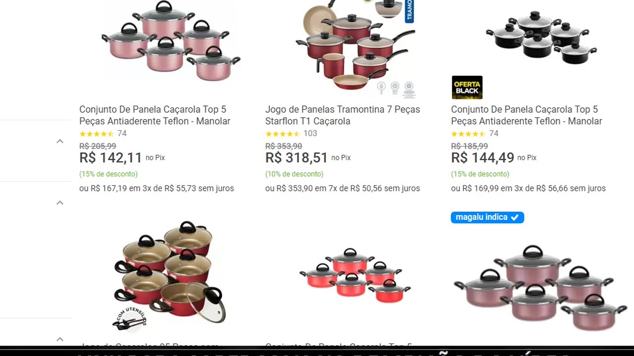 Conjunto De Panela Caçarola Top 5 Peças Antiaderente Teflon - Manolar