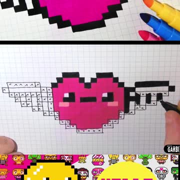 how to Draw Kawaii Heart - Hello Pixel Art by Garbi KW #shorts