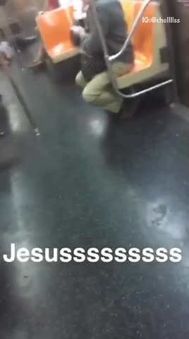Jesusssssss man in grey passed out on subway car floor