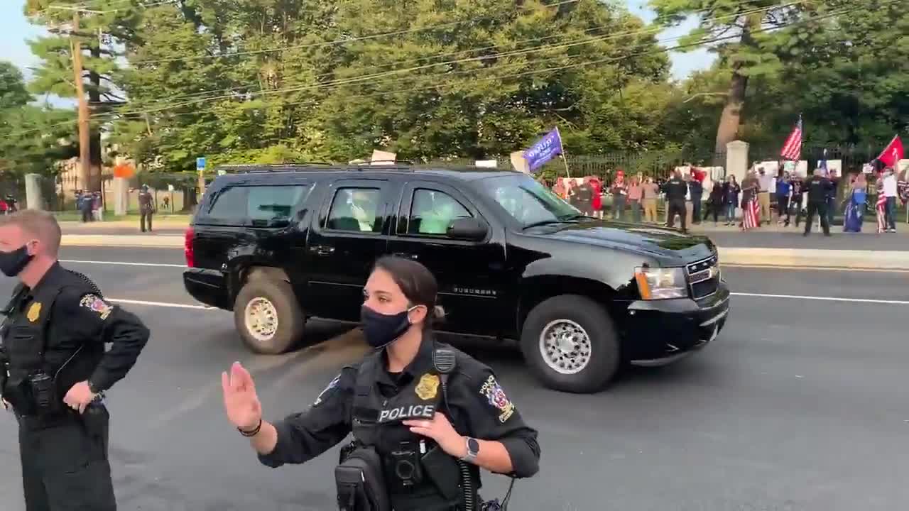President Trump Surprises Supporters Outside Walter Reed