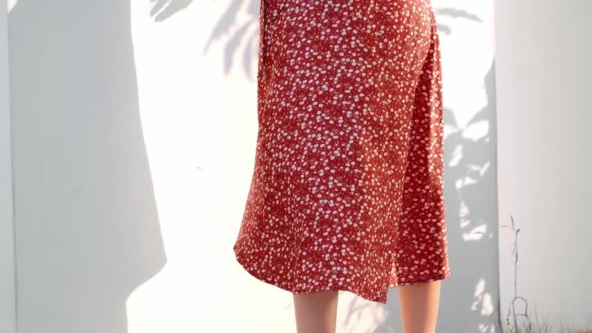 Women's Floral Knot High Waisted Wrap Split Midi Skirt