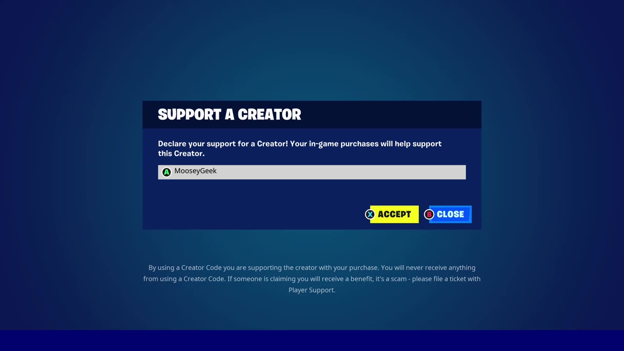 Fortnite or Epic Store Creator Code