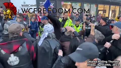 Police Push Woman at Ottawa Rolling Thunder Friday April 29th 2022