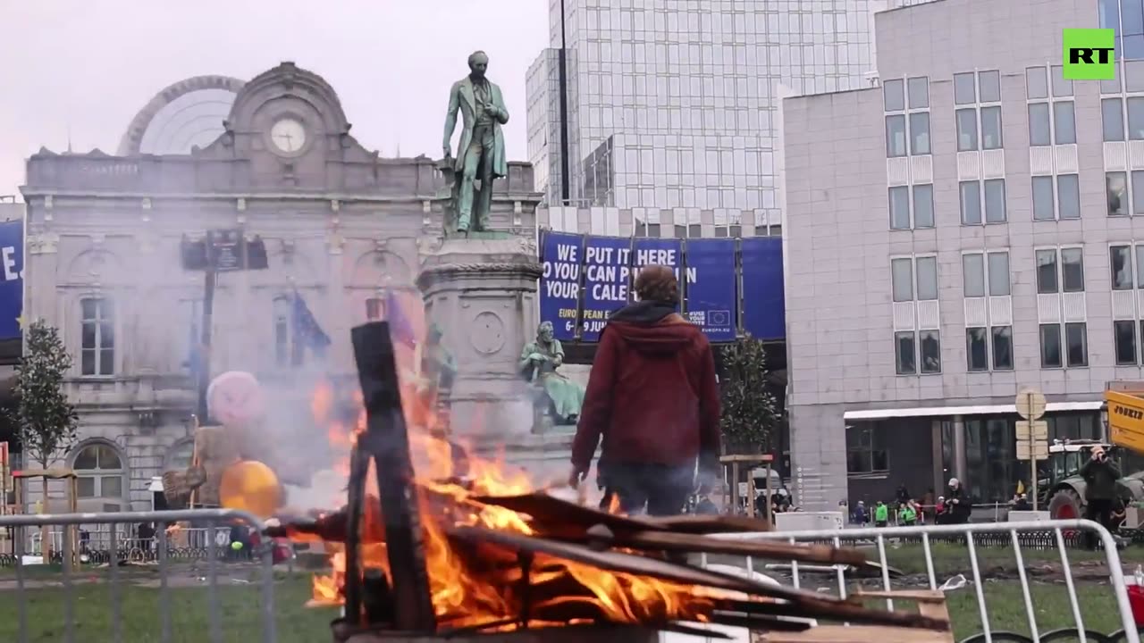 Farmers unleash poop and eggs in fight for their rights in Brussels