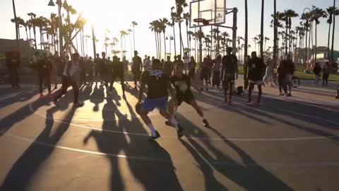 basketball at sunset