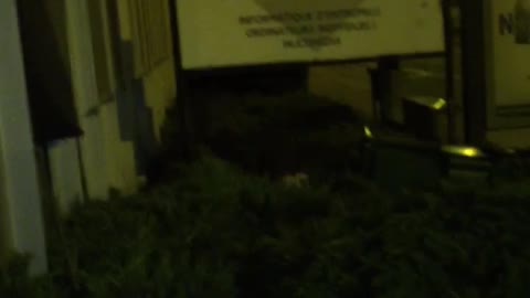 Guy black shirt runs into sign