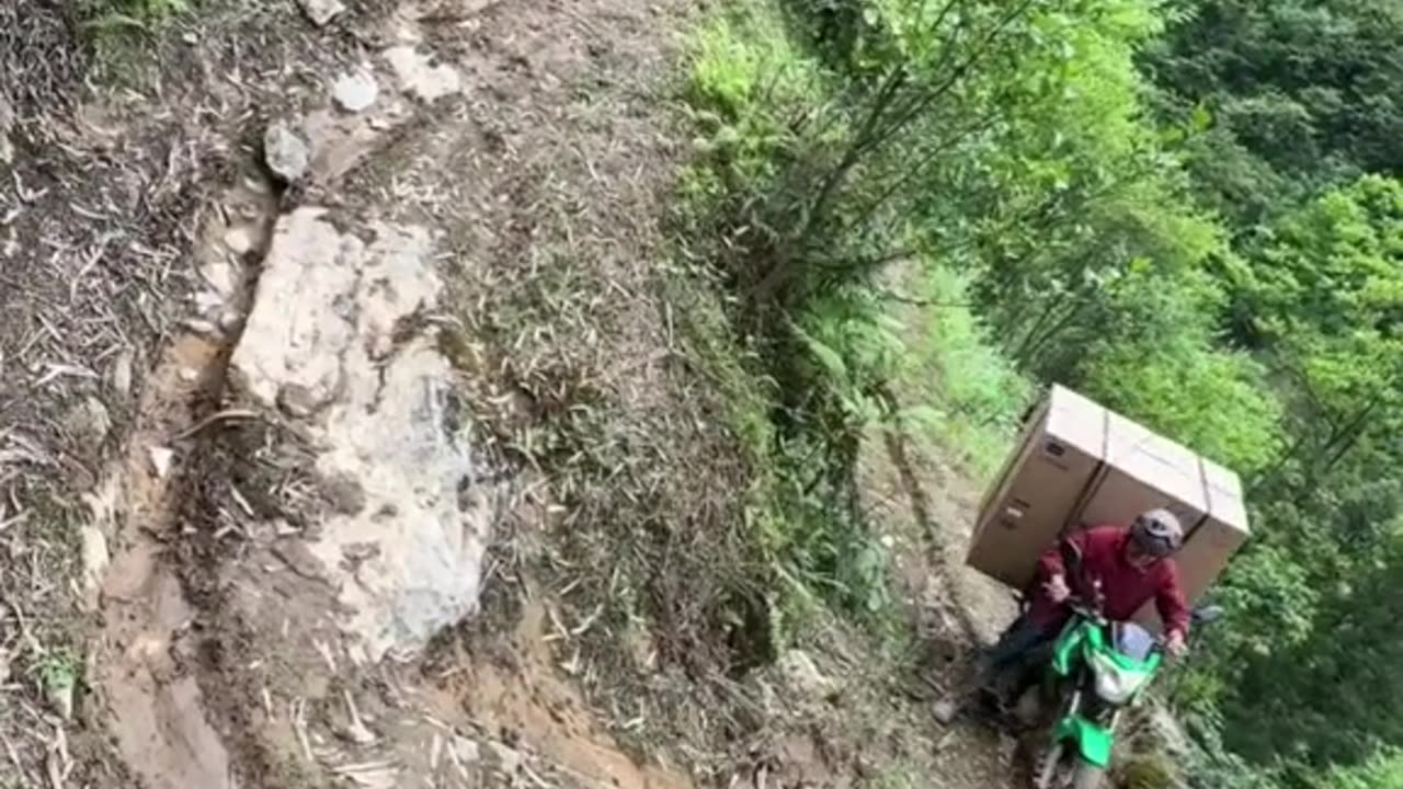 Do you believe this motorbike plunged on a mountain with slippery ground?