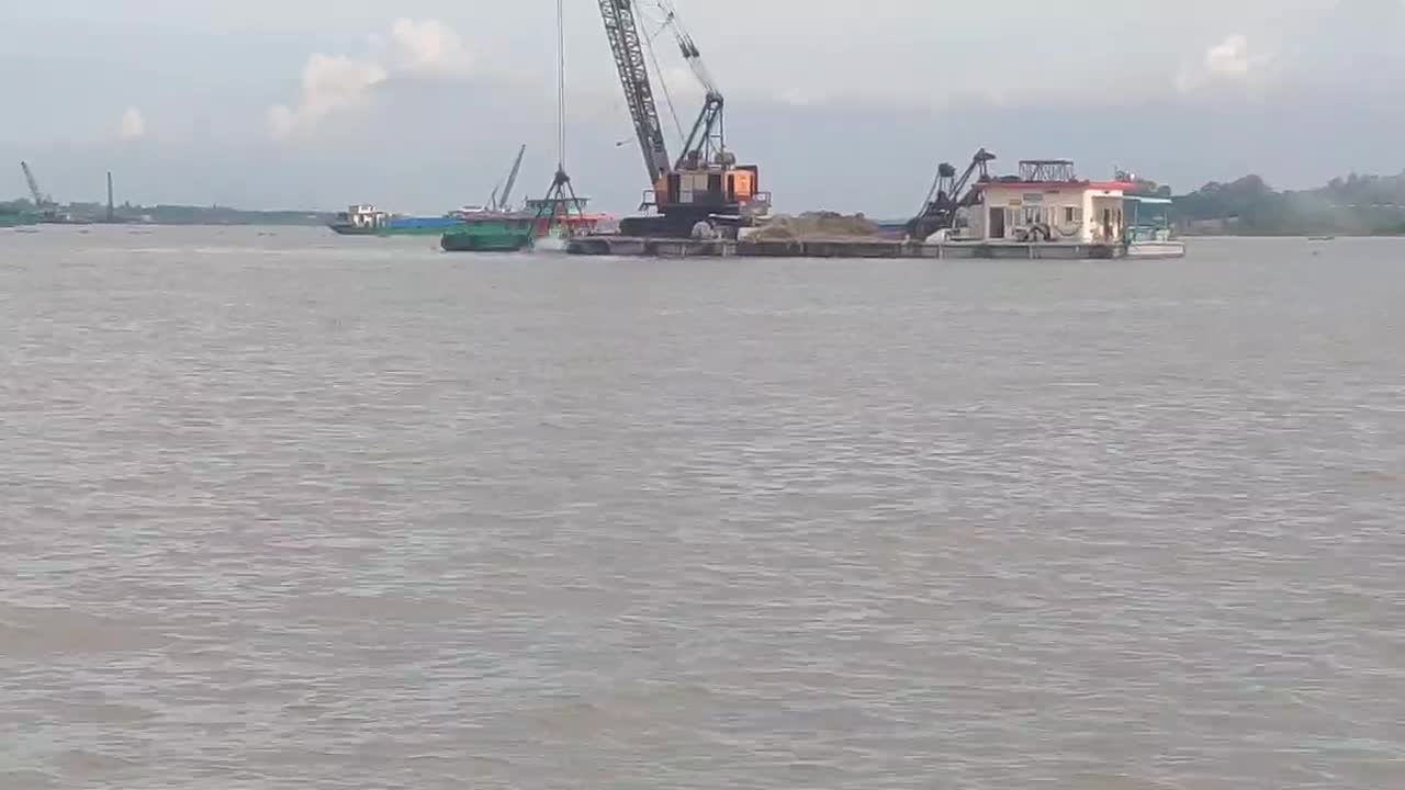 Sand mining in the river