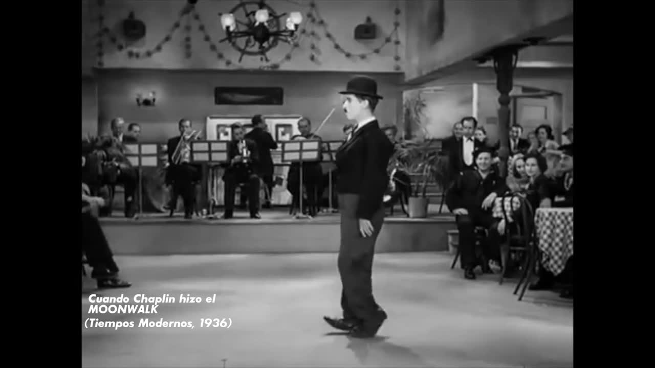 CHARLES CHAPLIN DOING THE MOONWALK BACK WALKING DANCING