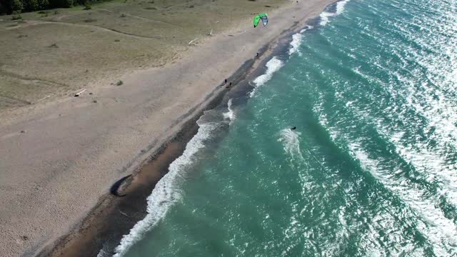 Kiteboarding in Grand Marais, Michigan