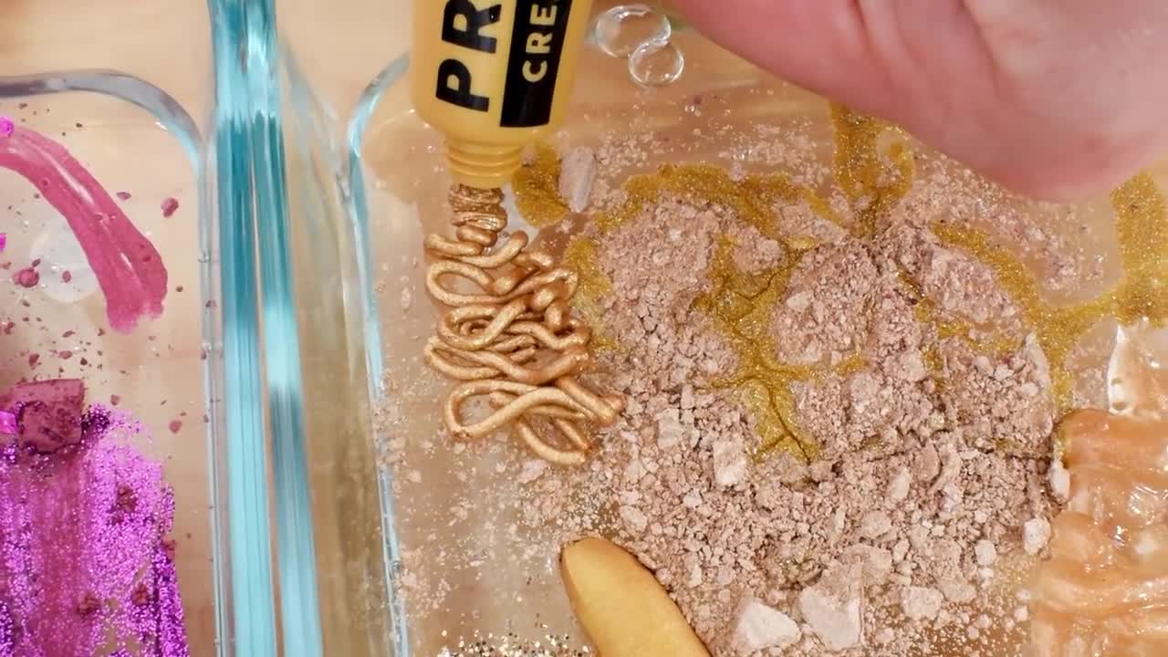 Rose vs Gold - Mixing Makeup Eyeshadow Into Slime! Special Series 112 Satisfying