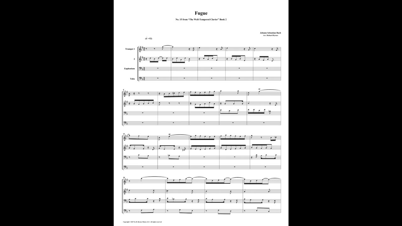 J.S. Bach - Well-Tempered Clavier: Part 2 - Fugue 15 (Brass Quartet)