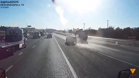 Car exited right into the side of a truck. 11.17.2021 — NEW BRAUNFELS, TX