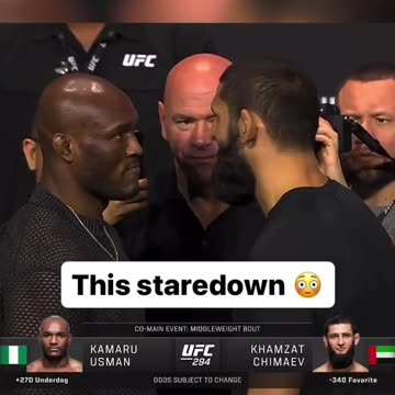 Chimaev and Usman with an intense faceoff at the #UFC294 press conference 👀