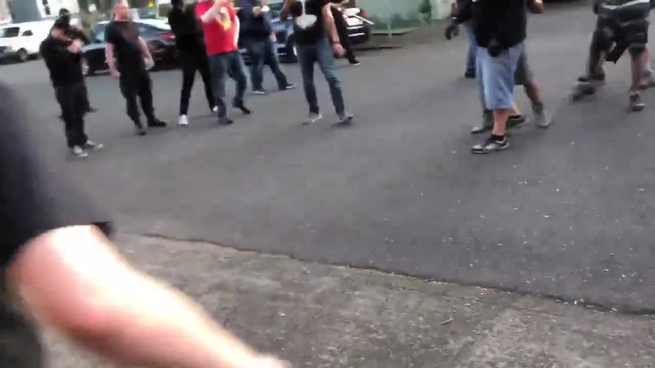 FLASHBACK: Antifa person with a guitar gets punched in the face outside the Antifa pub in Portland