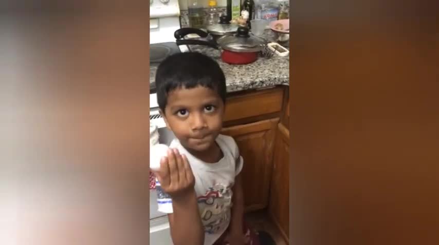 Cute Kid explains how to make watermelon Egg Omlet