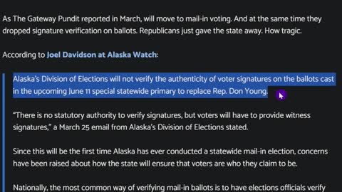 Alaska Makes It Easier To Steal Elections