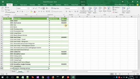 Membuat aplikasi akuntansi berbasis Excel - vid 2 - COA Header