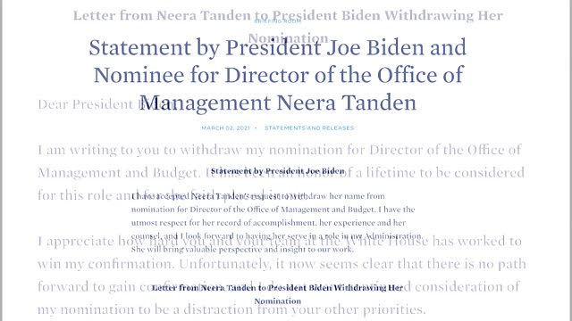 Biden pulls Tanden nomination for budget chief